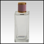 Rectangular clear glass bottle with a Pink Leather style cap. Capacity: 100ml (~3.5oz)