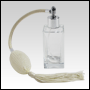 Empire glass bottle with Ivory Bulb sprayer with tassel and silver fitting. Capacity: 1 2/3oz (50ml)
