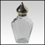 Flair glass bottle with Gold colored dome cap. Capacity: 1/2oz (17ml)