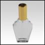 Flair glass bottle with Gold metal sprayer and cap. Capacity: 1/2oz (17ml)