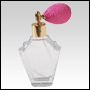 ***OUT OF STOCK***Flair Glass Bottle with Pink Bulb sprayer and golden fitting. Capacity: 2oz (55ml)