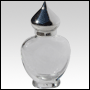 Pear shaped glass bottle with Silver colored dome cap. Capacity: 1/3oz (10ml)