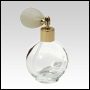 Clear Round glass bottle with Ivory Bulb sprayer and golden fitting. Capacity: 4.33oz (128 ml)