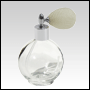 Clear Round glass bottle with Ivory Bulb sprayer and silver fitting. Capacity: 4.33oz (128 ml)