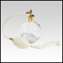 Clear Round glass bottle with Ivory Bulb sprayer, tassel and golden fitting. Capacity: 4.33oz(128ml)