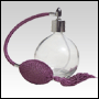 Clear Round glass bottle with Lavender Bulb sprayer, tassel and silver fitting. 4.33oz (128ml)