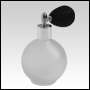 Frosted Round glass bottle with Black Bulb sprayer and silver fitting. Capacity: 4.33oz (128 ml)