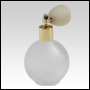 Frosted Round glass bottle with Ivory Bulb sprayer and golden fitting. Capacity: 4.33oz (128 ml)