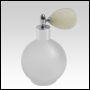 Frosted Round glass bottle with Ivory Bulb sprayer and silver fitting. Capacity: 4.33oz (128 ml)