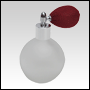 Frosted Round glass bottle with Red Bulb sprayer and silver fitting. Capacity: 4.33oz (128 ml)