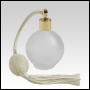 Frosted Round glass bottle with Ivory Bulb sprayer with tassel and golden fitting. 4.33oz (128ml)