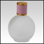 Frosted Round glass bottle with Pink Leather-type cap. Capacity: 125 mL (~4.22 oz) at neck. 