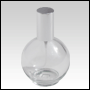 Clear Glass Bottle. Round, Spherical with a Shiny Silver Sprayer and Cap. Capacity: 4.33oz (128ml) 