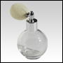 Round glass bottle with Ivory Bulb sprayer and silver fitting. Capacity: 2 2/3oz (