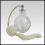 Round glass bottle with Ivory Bulb sprayer and tassel with silver fitting. Capacity: 78ml(2.65oz). 