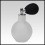 Frosted Round glass bottle with Black Bulb sprayer and silver fitting. Capacity: 2 2/3oz (78 ml)