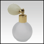 Frosted Round glass bottle with Ivory Bulb sprayer and golden fitting. Capacity: 2 2/3oz (78 ml)