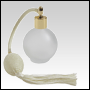 Frosted Round glass bottle with Ivory Bulb sprayer with tassel and golden fitting. Capacity: 2 2/3oz