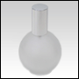Frosted Glass Bottle. Round, Spherical with a Shiny Silver Sprayer and Cap. Capacity: 2 2/3oz (78ml)