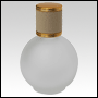 Frosted Round glass bottle with Ivory Leather-type cap. Capacity: 78 ml(about 3oz.