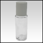 1 2/3oz (50ml) Clear Glass Bottle With White Screw on Cap.