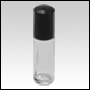 Cylindrical Round 5ml Roll on bottle with Black Caps and roll on plugs. Capacity : 5ml (1/6oz)