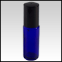 Blue Glass Roll On Bottle with Black Cap.Capacity: 1/6oz (5ml) 