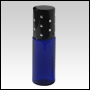 Blue roll-on bottle with black cap. Black cap with silver dots. Capacity: 5 ml (1/6 oz