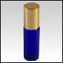 Blue Glass Roll On Bottle with Gold Cap.Capacity: 1/6oz (5ml) 