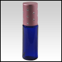 Blue roll-on bottle with Pink cap. Pink cap with silver dots. Capacity: 5 ml (1/6 oz