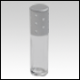 Cylindrical Round Roll on bottle with Matte Silver Caps and shiny dots. Capacity: 5ml(1/6oz)