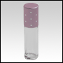 Cylindrical Round 5ml Roll on bottle with Pink Caps and shiny dots. Capacity : 5ml (1/6oz)