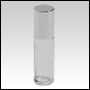 Cylindrical Round 5ml Roll on bottle with Shiny Silver Caps and roll on plugs. Capacity : 5ml (1/6oz