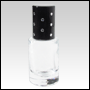 Clear roll-on tulip shaped bottle with silver cap. Silver cap with Dots. Capacity: 5 ml (1/6 oz)