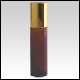 1/3oz (10ml) Amber Glass Roll On Bottle with Gold Cap.