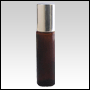 1/3oz (10ml) Amber Glass Roll On Bottle with Silver Cap.