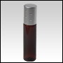 Amber roll-on bottle with silver cap.Silver cap with silver dots.  Capacity: 9 ml 