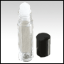 Clear glass roll on bottle with black cap. Capacity: 9ml(1/3oz)