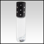 Clear roll-on bottle with black cap.Black Cap with silver dots.  Capacity: 9 ml (1/3 oz)
