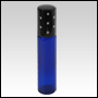 Blue roll-on bottle with black cap. Black cap with silver dots. Capacity: 9 ml 