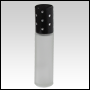 Frosted roll-on bottle with black Black cap with Silver dots. Capacity: 9 ml (1/3 oz)