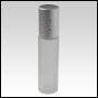 Frosted roll-on bottle with silver Silver cap with Silver dots. Capacity: 9 ml (1/3 oz)