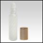 1/3oz (10ml) Frosted Swirl design cylindrical Roll on bottle with roll on plug and Gold cap.
