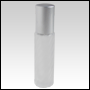 1/3oz (10ml) Frosted Swirl design cylindrical Roll on bottle with roll on plug and Matte Silver Cap.