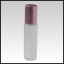 Frosted swirl roll-on with pink cap. Pink cap with silver dots. Capacity: 9 ml (1/3 oz)