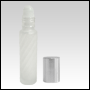 1/3oz (10ml) Frosted Swirl design cylindrical Roll on bottle with roll on plug and Silver Metalized 
