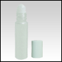 Frosted glass Roll on bottle with White cap.  Capacity : 9ml (1/3oz)