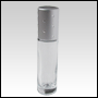 Clear roll-on bottle with silver cap.Silver Cap with silver dots.  Capacity: 9 ml (1/3 oz)