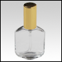 Royal glass bottle with Gold metal sprayer and cap. Capacity: 1/2oz (13ml)
