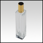 Sleek clear glass bottle with Gold Spray top screw on cap. Capacity: